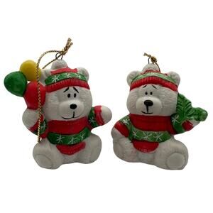 Brinns Snow Bears Christmas Ornaments Holiday Hanging Decor 2" VTG 90s